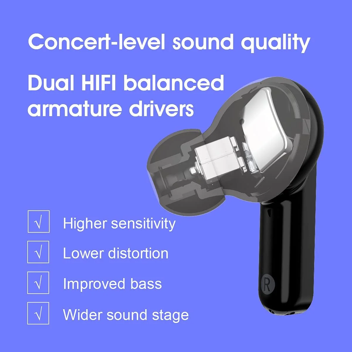 QCy T10 هدفون بی سیم (بازسازی شده) با 4 میکروفون، حذف نویز ENC، شارژ سریع، بیس قوی، کنترل لمسی، USB-C، بلوتوث 5.0 - مشکی