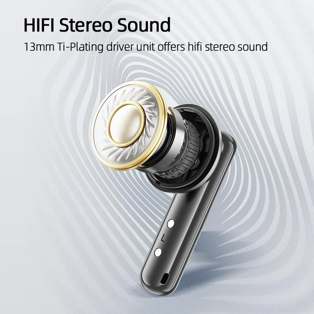 هدفون بلوتوثی شفاف QCY AilyBuds، هدفون بی سیم HiFi TWS، تماس شفاف ENC با 4 میکروفون، حالت تأخیر کم، شارژ سریع 10 دقیقه ای، نیمه داخل گوشی با تناسب راحت، مشکی