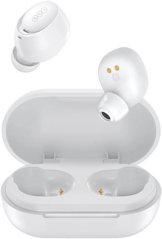 هدفون بی سیم QCY ArcBuds Lite با اتصال بلوتوث 5.3، عمر باتری طولانی 32 ساعته، فناوری ENC ارائه دهنده تماس شفاف، مقاوم در برابر عرق و آب با استاندارد IPX4 و کنترل های لمسی - سفید