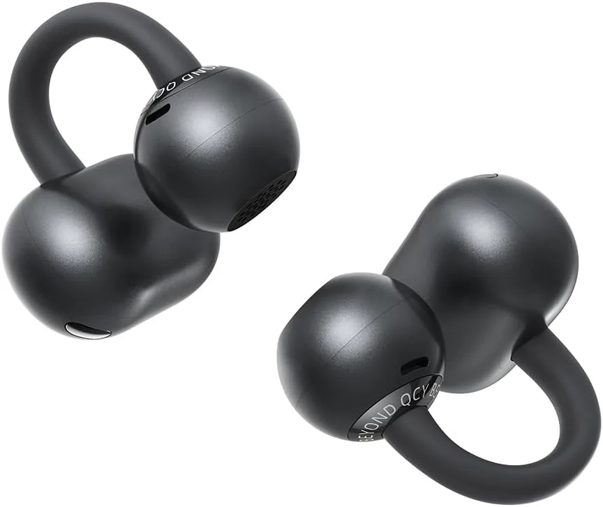 هدفون های بلوتوثی QCY Crossky C50 با طراحی گوش باز، هدفون کلیپسی، بلوتوث بی سیم، بیس قدرتمند، حذف نویز برای تماس، 5.2 گرم، فوق سبک و راحت، بلوتوث 6.0، 36 ساعت پخش موسیقی، IPX5