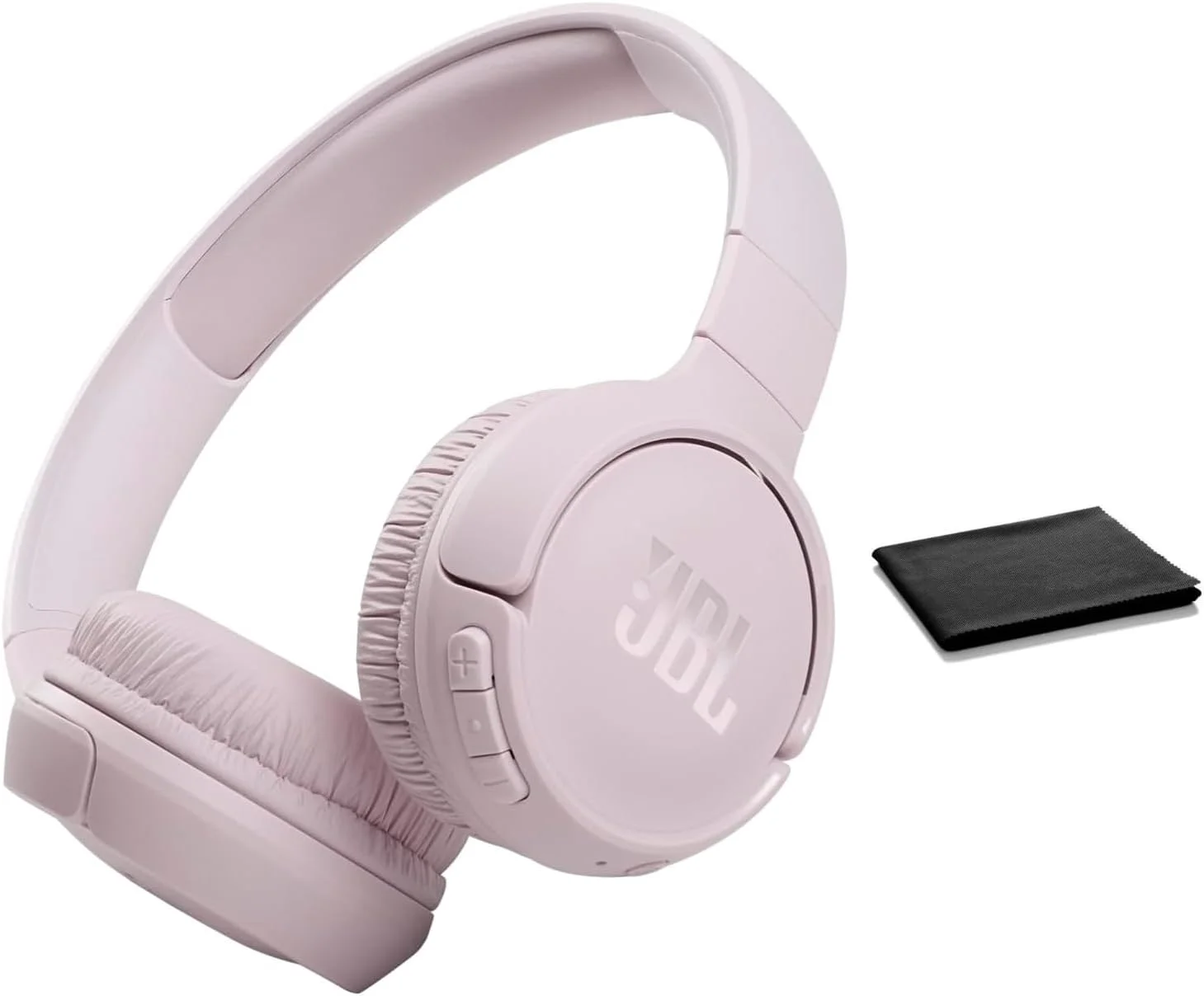 هدفون بی سیم بلوتوثی رو گوشی JBL Tune 510BT با صدای Purebass - به همراه دستمال تمیز کننده (رنگ رز، استاندارد), JBLT510BT-Black-Cloth