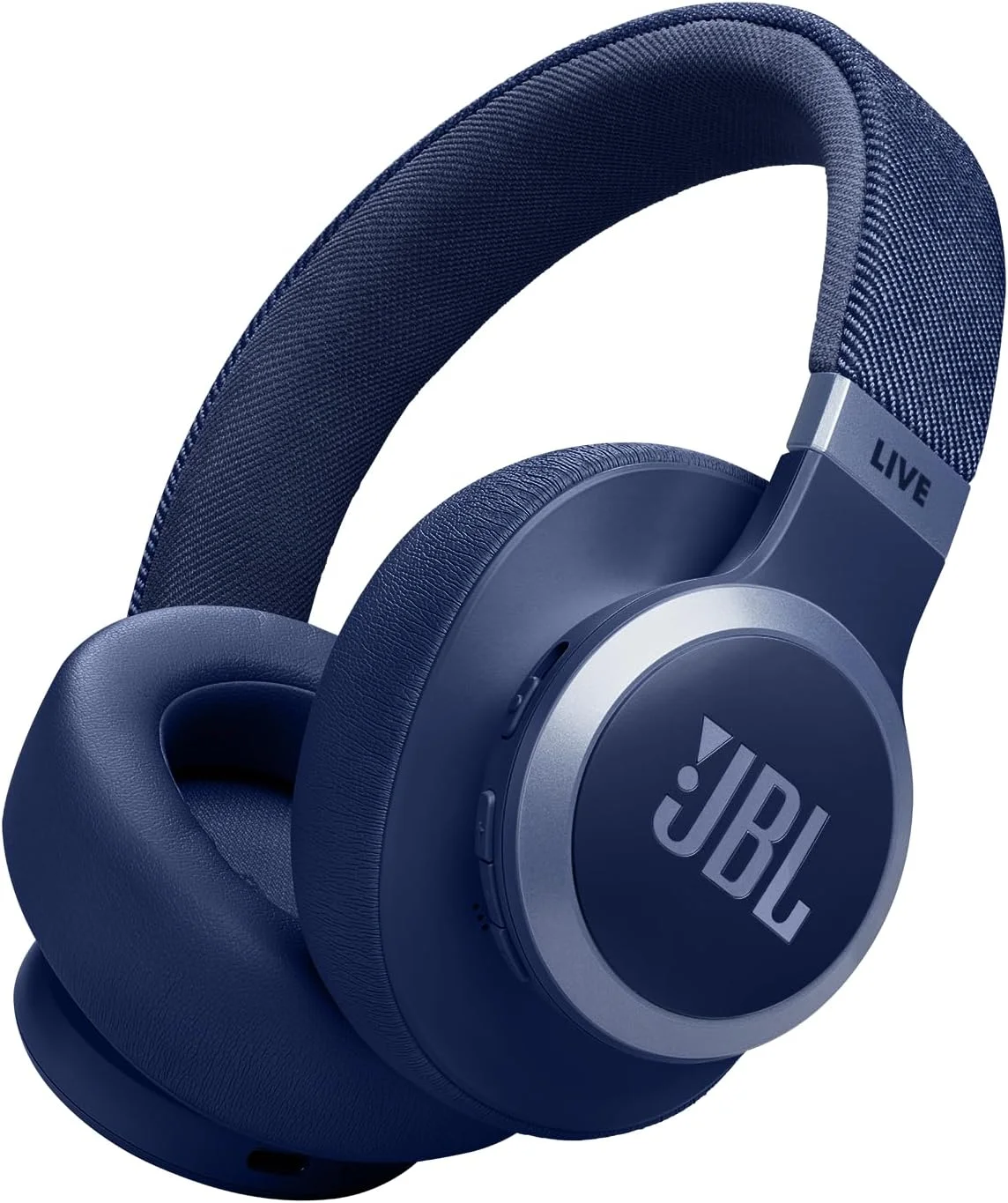 هدفون بی سیم روگوشی JBL LIVE 770NC با حذف نویز تطبیقی واقعی و محیط هوشمند، تا 65 ساعت عمر باتری، هدبند پارچه ای راحت و کیف حمل (آبی)