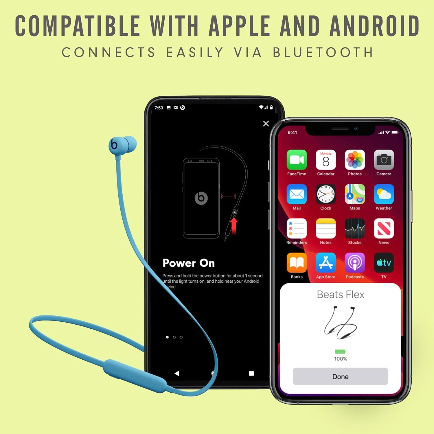 هدفون بی سیم بیتس فلکس - آبی آتشین، سایز آزاد