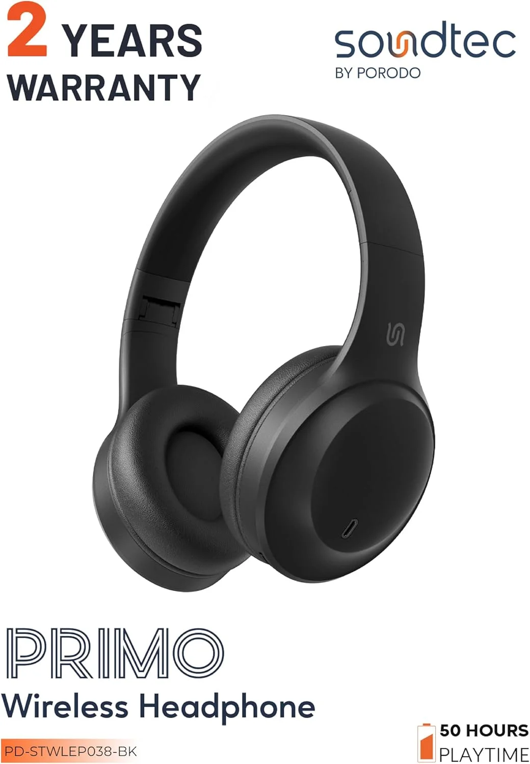 هدفون بی سیم پوردو Soundtec PRIMO، ENC و حالت بازی با تاخیر کم، بلوتوث V5.4، درایور 40 میلی متری، دستیار صوتی، باتری 400 میلی آمپر ساعتی، 50 ساعت زمان کارکرد با 50% صدا (مشکی) هدفون بی سیم پوردو Soundtec PRIMO، ENC و حالت بازی با تاخیر کم، بلوتوث V5.4، درایور 40 میلی متری، دستیار صوتی، باتری 400 میلی آمپر ساعتی، 50 ساعت زمان کارکرد با 50% صدا (مشکی)