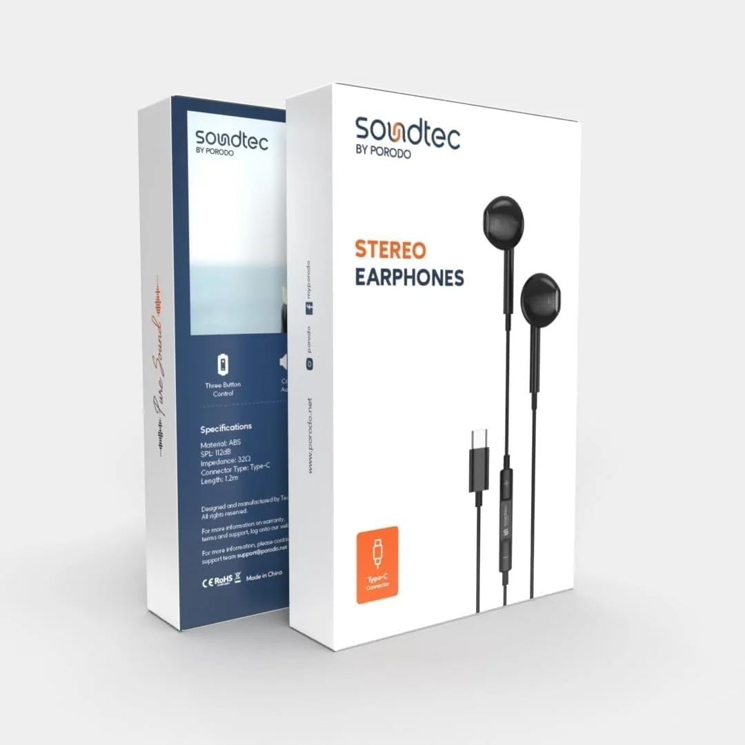 هدفون استریو تایپ سی Porodo Soundtec - مشکی