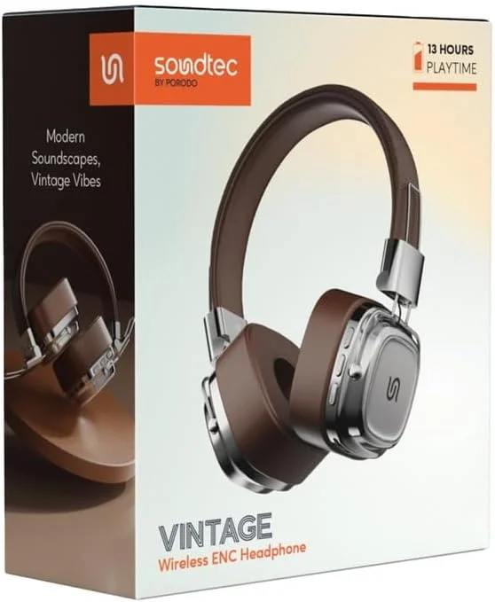 هدفون کلاسیک Porodo Soundtec - قهوه ای/نقره ای هدفون کلاسیک Porodo Soundtec - قهوه ای/نقره ای