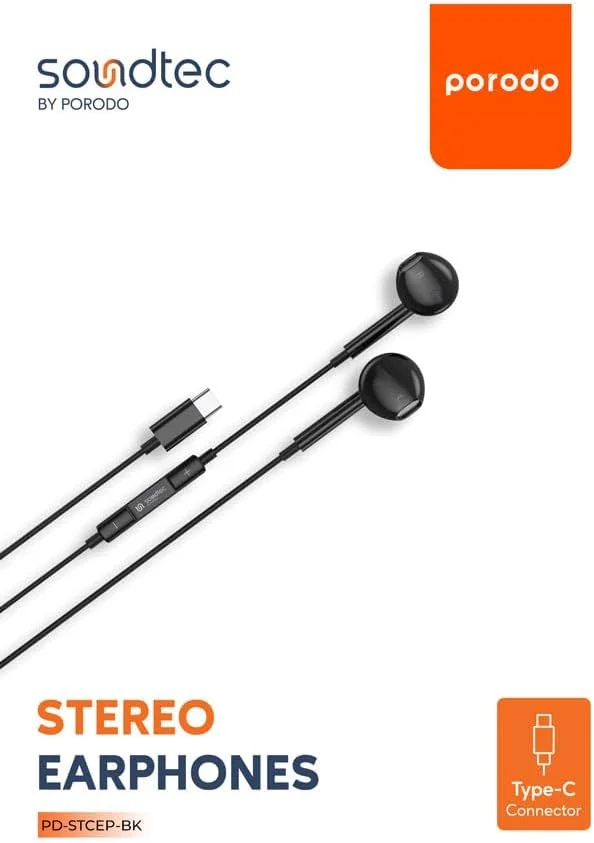 هدفون استریو Porodo Soundtec Type-C با میکروفون شفاف، کنترل 3 دکمه، طول کابل 1.2 متری، سازگار با آیپد، تلفن های هوشمند، تبلت ها، بلندگوها - مشکی هدفون استریو Porodo Soundtec Type-C با میکروفون شفاف، کنترل 3 دکمه، طول کابل 1.2 متری، سازگار با آیپد، تلفن های هوشمند، تبلت ها، بلندگوها - مشکی