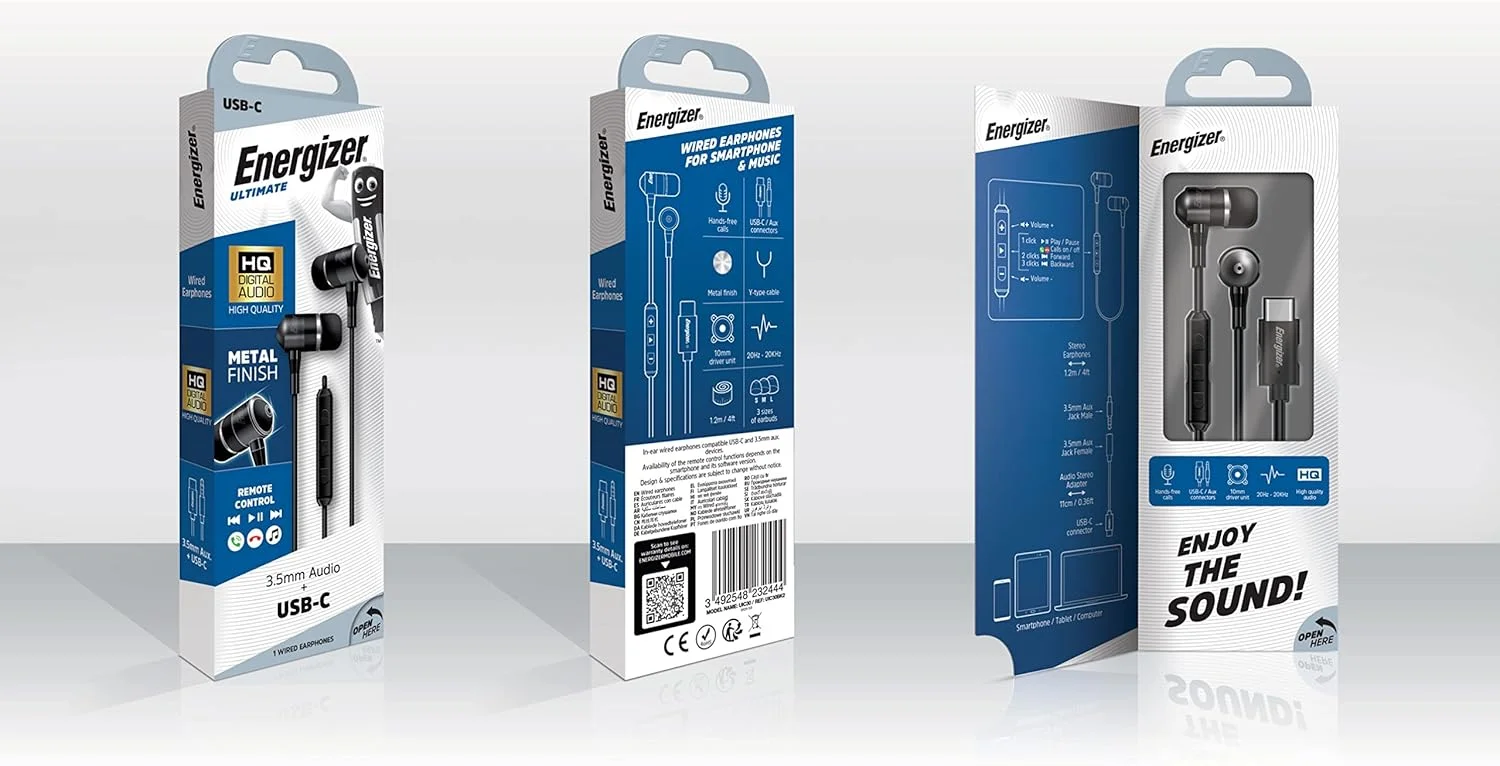 هدفون سیمی داخل گوشی انرجایزر UIL30 با آداپتور 3.5 میلی متری و Type-C | گوشی های استریو فلزی با میکروفون، دکمه های تماس و موسیقی، برای آیپد اپل، اندروید و دستگاه های دارای پورت 3.5 میلی متری - مشکی هدفون سیمی داخل گوشی انرجایزر UIL30 با آداپتور 3.5 میلی متری و Type-C | گوشی های استریو فلزی با میکروفون، دکمه های تماس و موسیقی، برای آیپد اپل، اندروید و دستگاه های دارای پورت 3.5 میلی متری - مشکی