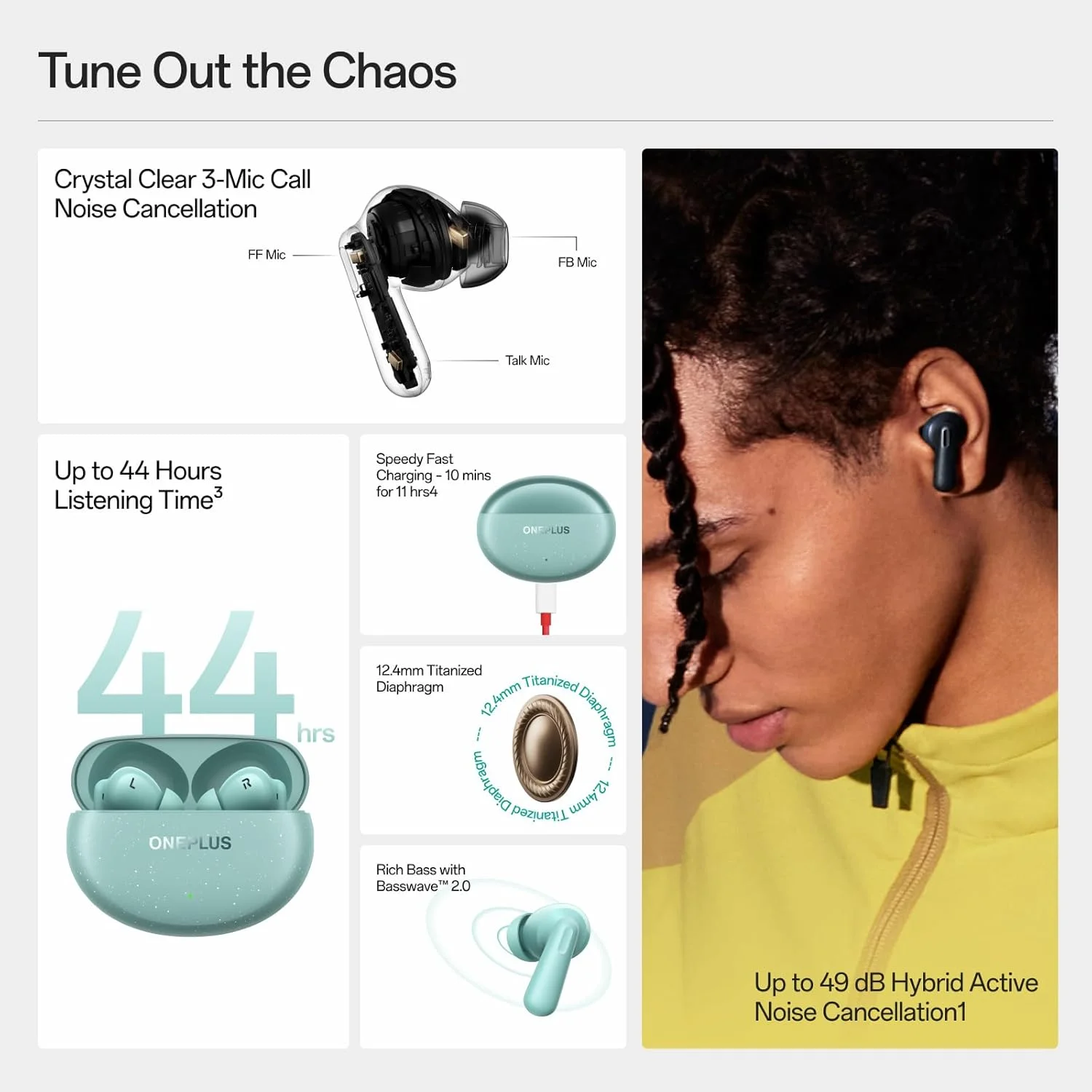 هدفون بی سیم بلوتوثی OnePlus Nord Buds 3 Pro، هدفون حذف نویز، بیس عمیق، صدای فراگیر، تا 44 ساعت پخش با جعبه شارژ، یشم نرم هدفون بی سیم بلوتوثی OnePlus Nord Buds 3 Pro، هدفون حذف نویز، بیس عمیق، صدای فراگیر، تا 44 ساعت پخش با جعبه شارژ، یشم نرم