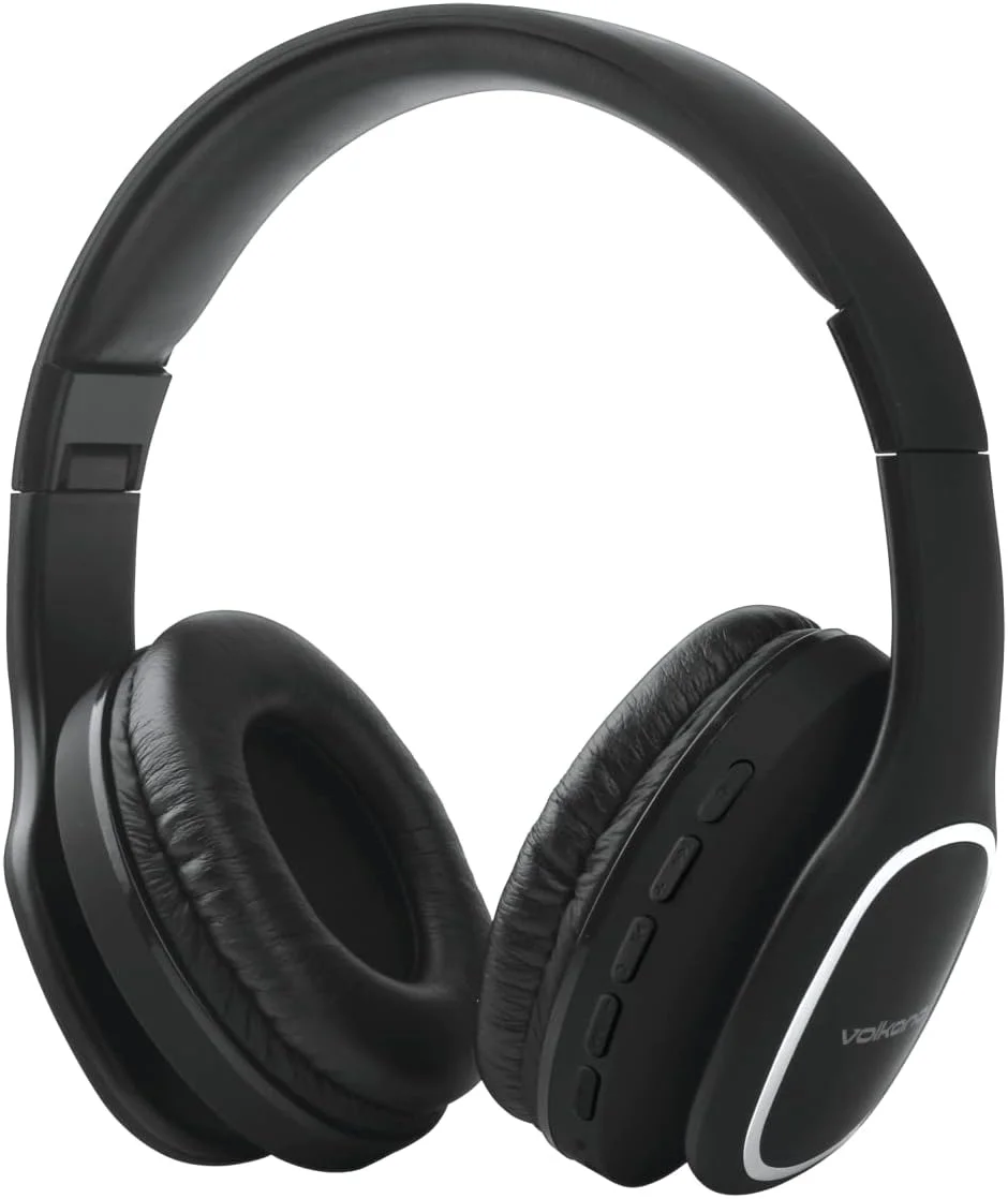 هدفون بلوتوثی رو گوشی ولکانو سری Phonic، 24 ساعت پخش صدا، صدای فراگیر، هدست تاشو با قابلیت پاسخگویی به تماس، رادیو FM، درگاه کارت حافظه Micro SD، سازگار با اندروید، مشکی