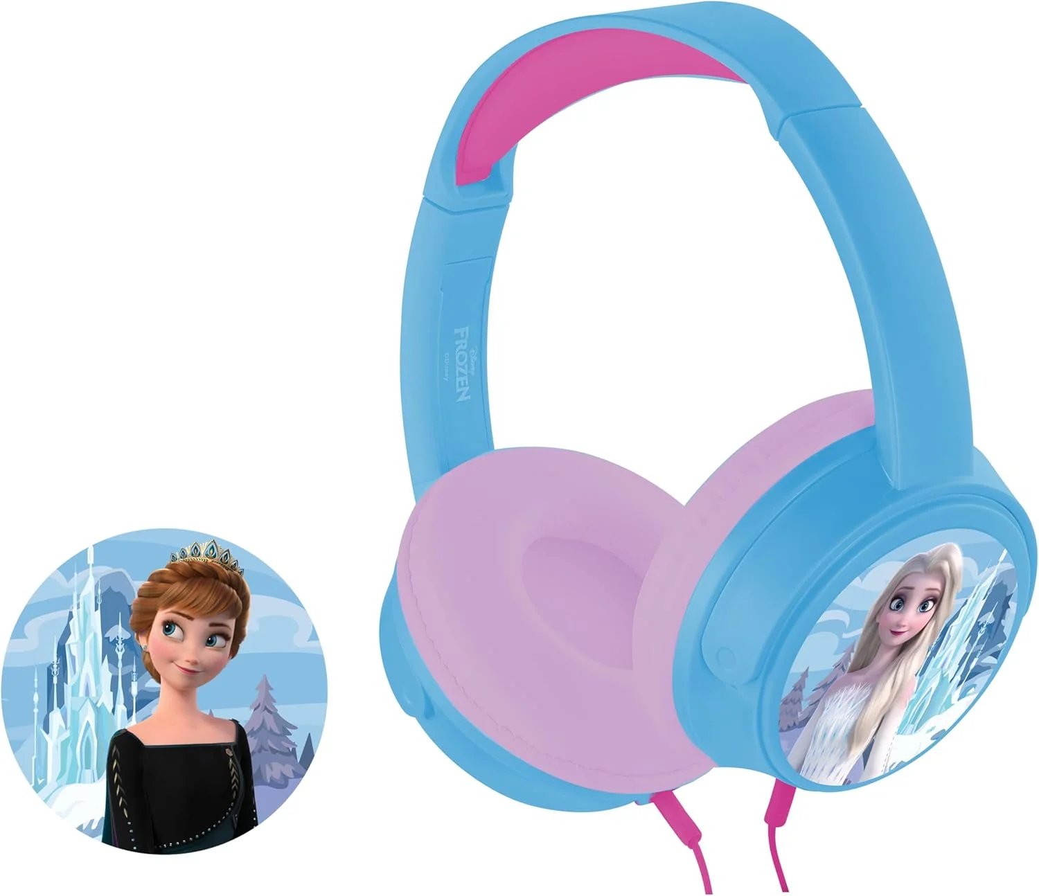 هدفون آوکس دیزنی فروزن ولکانو با استیکر، گوشی های پد دار و چرخشی، جک 3.5 میلی متری برای کودکان