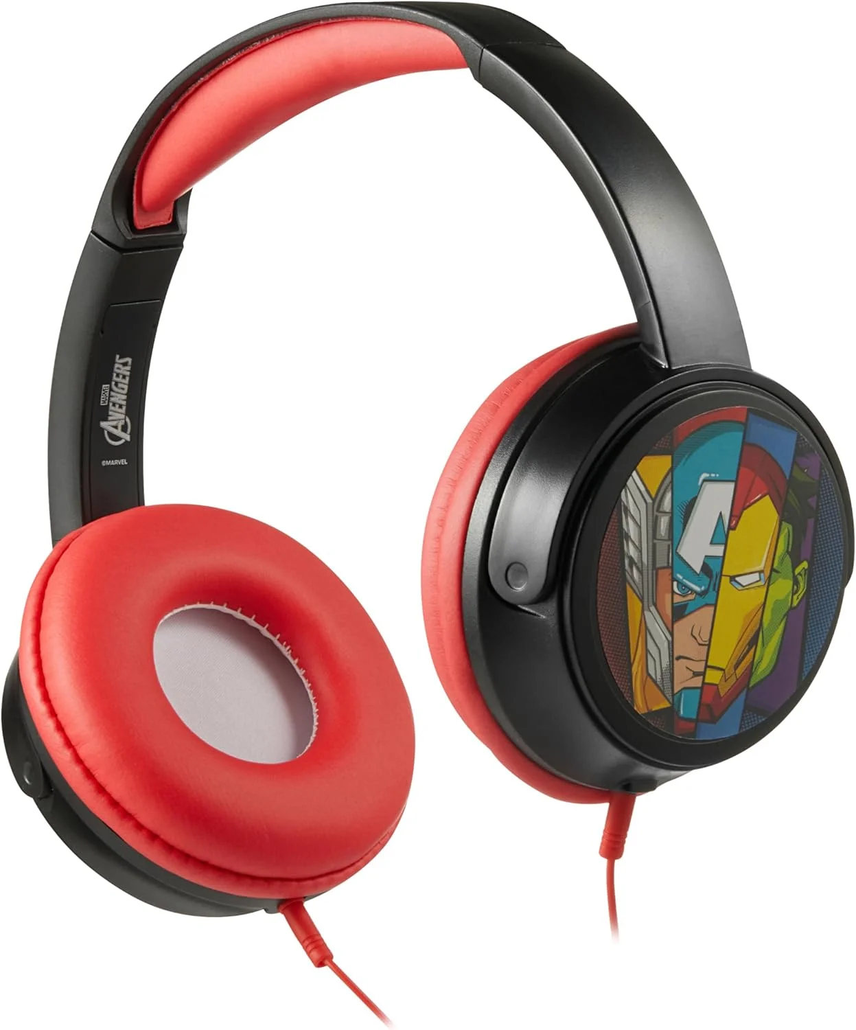 هدفون آوِنجرز مارول ولکانو با استیکر، گوشی های چرخشی و پد دار، جک 3.5 میلی متری مناسب کودکان