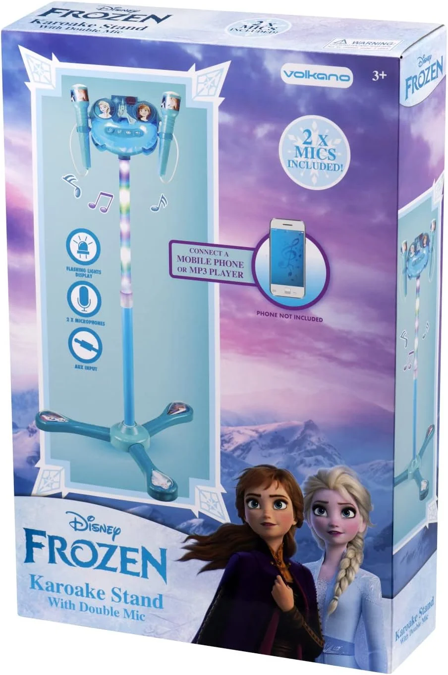 پایه میکروفون دوبل Volkano SMD's - Disney Frozen با چراغ های چشمک زن، موسیقی و اتصال دستگاه کمکی