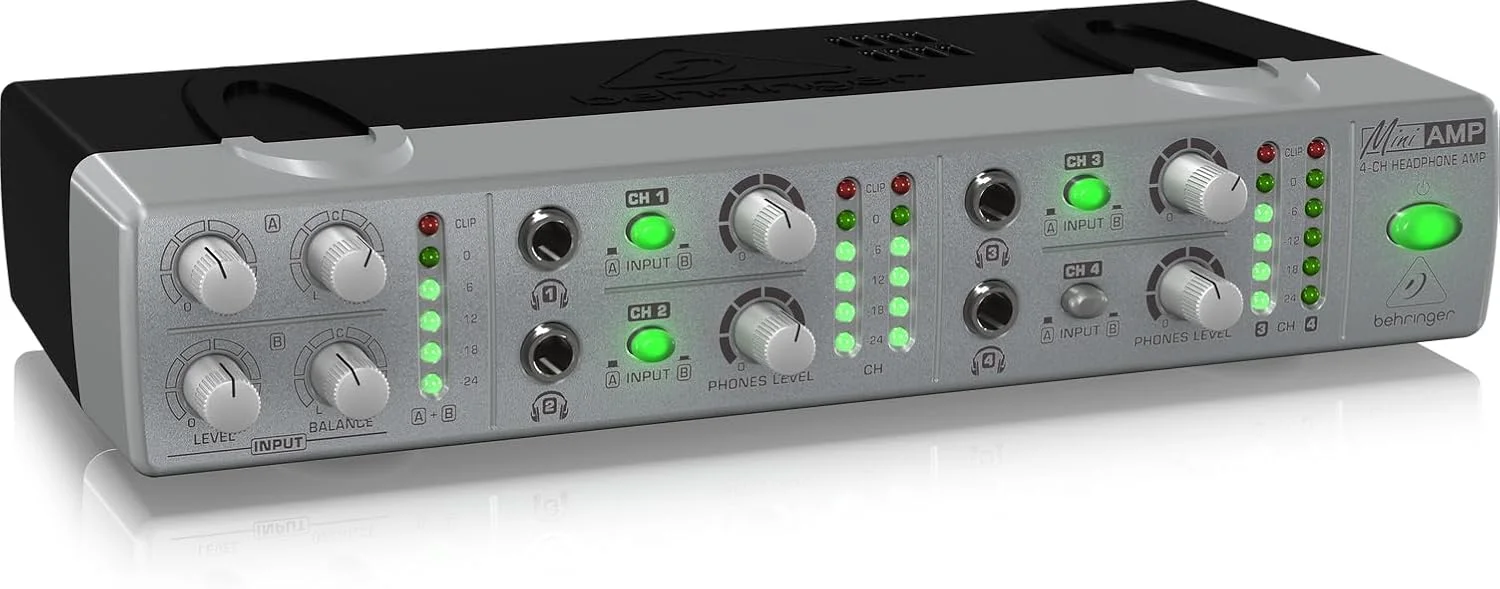 تقویت کننده هدفون استریو 4 کاناله Behringer AMP800 V2، جمع و جور و سبک وزن با 8 خروجی