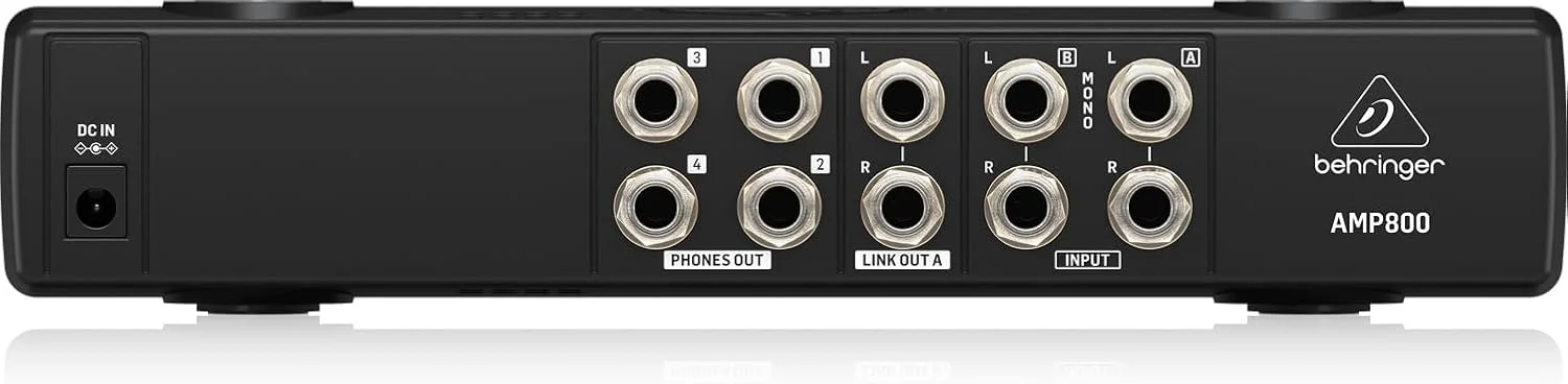 تقویت کننده هدفون استریو 4 کاناله Behringer AMP800 V2، جمع و جور و سبک وزن با 8 خروجی