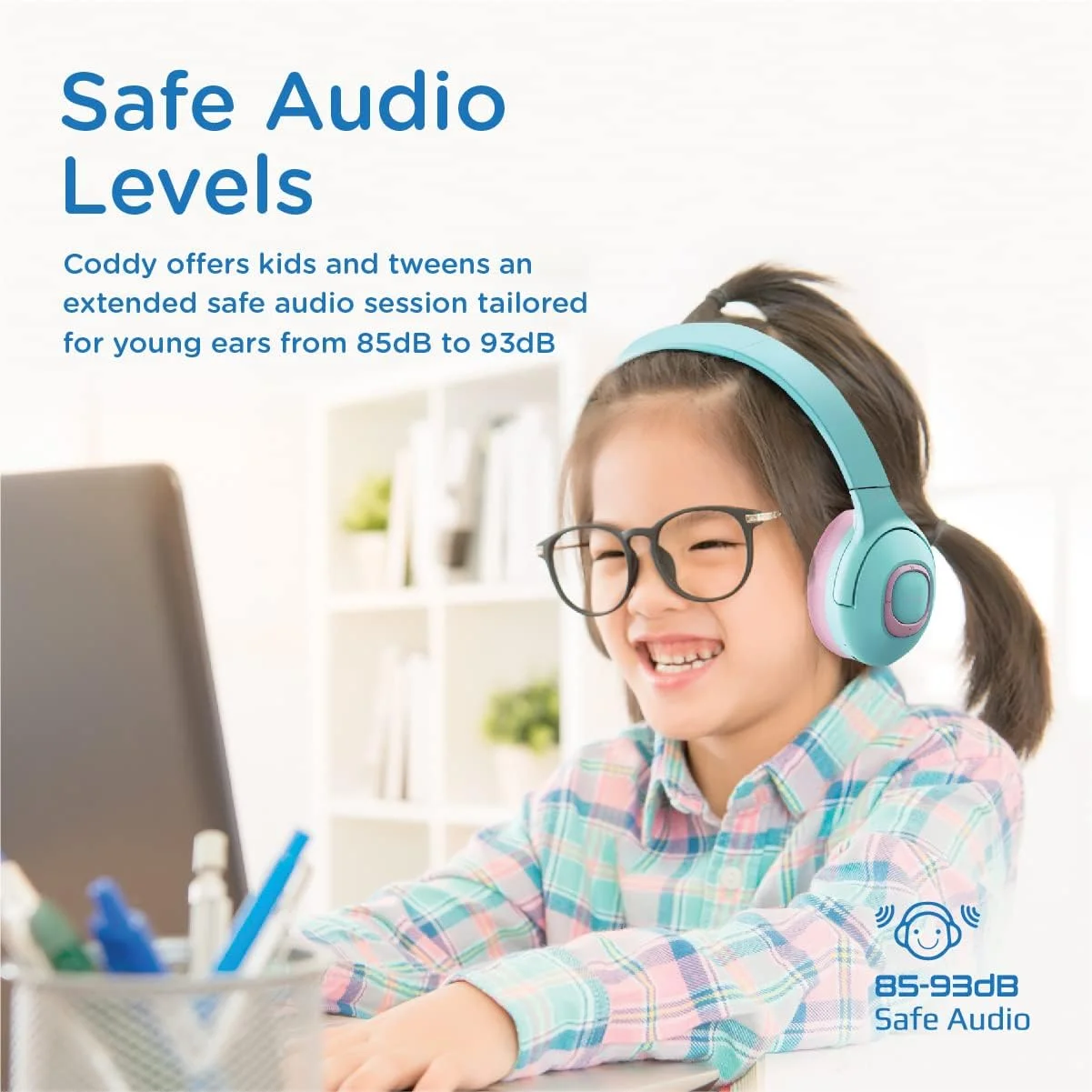 هدفون بی سیم کودکانه پرومیت مدل کادی، هدست تاشو سیم دار/بی سیم با کیفیت بالا با محدودیت صدای ایمن قابل تنظیم 85dB تا 93dB، درگاه اشتراک AUX، میکروفون دوگانه داخلی و 20 ساعت پخش هدفون بی سیم کودکانه پرومیت مدل کادی، هدست تاشو سیم دار/بی سیم با کیفیت بالا با محدودیت صدای ایمن قابل تنظیم 85dB تا 93dB، درگاه اشتراک AUX، میکروفون دوگانه داخلی و 20 ساعت پخش