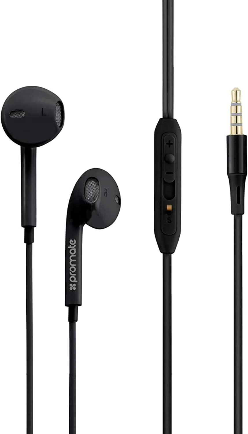 هدفون داخل گوشی پرومیت مدل Gearpod-IS2 با جک 3.5 میلی‌متری، صدای شفاف و ایزوله‌سازی نویز، دارای کنترل صدا و میکروفون داخلی برای گوشی‌های هوشمند، کامپیوتر، تبلت و لپ‌تاپ - مشکی