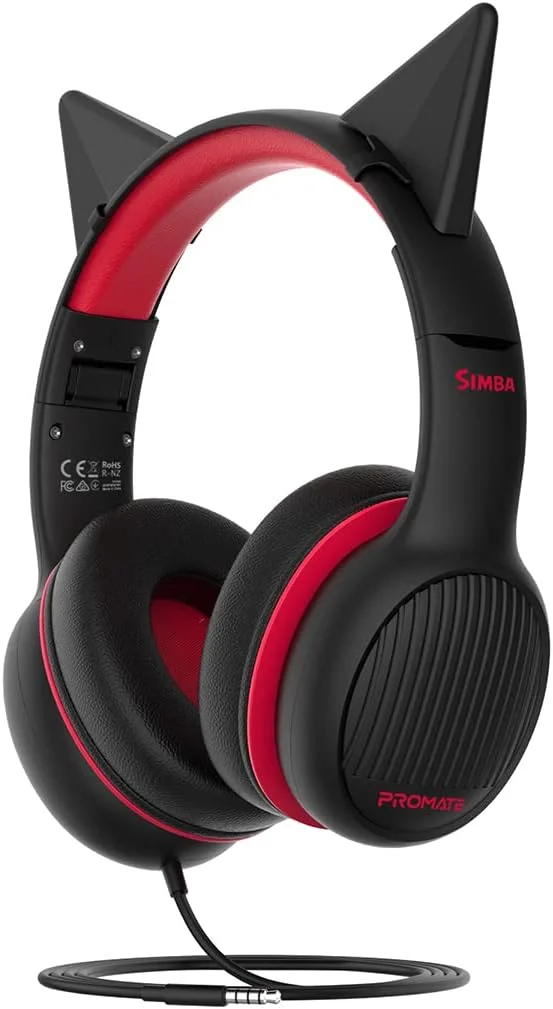 هدفون کودکانه پرومیت، هدفون سیمی تاشو با صدای ایمن محدود شده به 85dB، پورت اشتراک AUX 3.5 میلی متری، سیم AUX 1.2 متری بدون گره خوردگی، گوش های گربه ای جداشدنی و گوشی های نرم، Simba Onyx هدفون کودکانه پرومیت، هدفون سیمی تاشو با صدای ایمن محدود شده به 85dB، پورت اشتراک AUX 3.5 میلی متری، سیم AUX 1.2 متری بدون گره خوردگی، گوش های گربه ای جداشدنی و گوشی های نرم، Simba Onyx