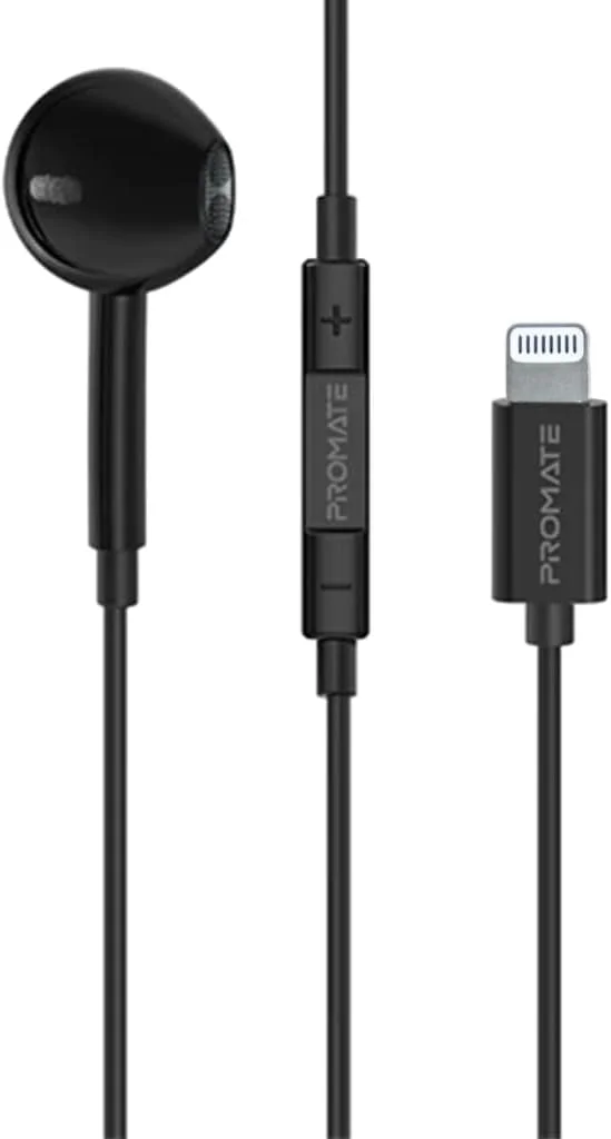 هندزفری تک گوش داخل گوشی Promate MFI با کانکتور لایتنینگ | MonoPod-LT.Black برای آیفون 12، 13 و 14