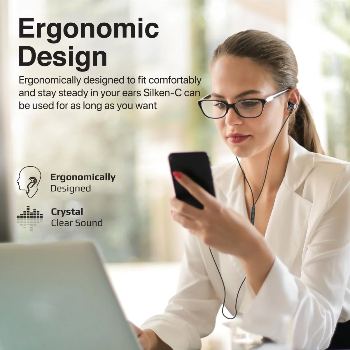 هدفون پرومیت با اتصال USB-C، هدفون های سیمی ارگونومیک داخل گوشی USB-C HD با میکروفون، عملکرد تماس، سیم ضد گره خوردگی، کنترل صدا درون خطی برای آیفون 15، آیپد، گلکسی S23، SILKEN-C.BLACK هدفون پرومیت با اتصال USB-C، هدفون های سیمی ارگونومیک داخل گوشی USB-C HD با میکروفون، عملکرد تماس، سیم ضد گره خوردگی، کنترل صدا درون خطی برای آیفون 15، آیپد، گلکسی S23، SILKEN-C.BLACK