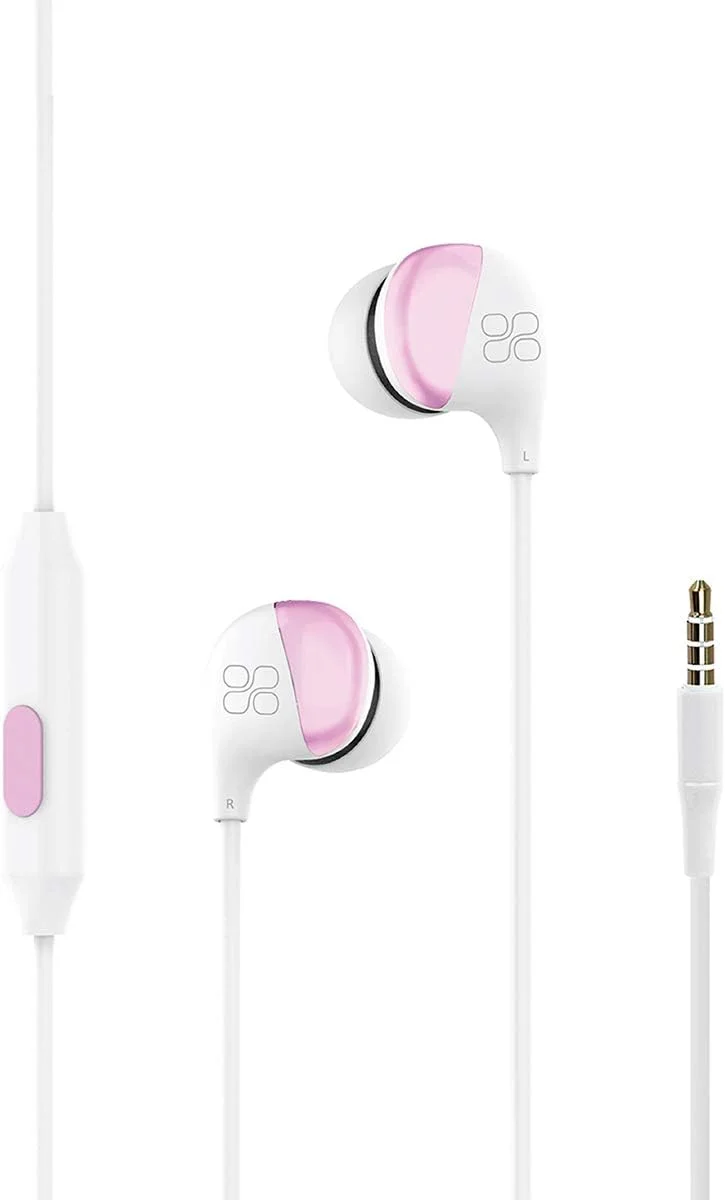 هدفون سیمی داخل گوشی پرومیت (بازسازی شده)، صدای استریو HD، میکروفون داخلی، کنترل های درون خطی، کابل 1.2 متری بدون گره - سفید