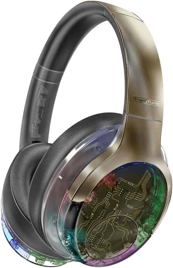 هدفون بی سیم پرومیت، هدست بلوتوثی شفاف با کیفیت بالا ANC v5.3، چراغ های RGB، میکروفون، طراحی تاشو، 40 ساعت پخش، باتری 600 میلی آمپر ساعتی، جک 3.5 میلی متری برای آیفون 15، گلکسی S25، TRANSTUNE.GUNMETAL هدفون بی سیم پرومیت، هدست بلوتوثی شفاف با کیفیت بالا ANC v5.3، چراغ های RGB، میکروفون، طراحی تاشو، 40 ساعت پخش، باتری 600 میلی آمپر ساعتی، جک 3.5 میلی متری برای آیفون 15، گلکسی S25، TRANSTUNE.GUNMETAL