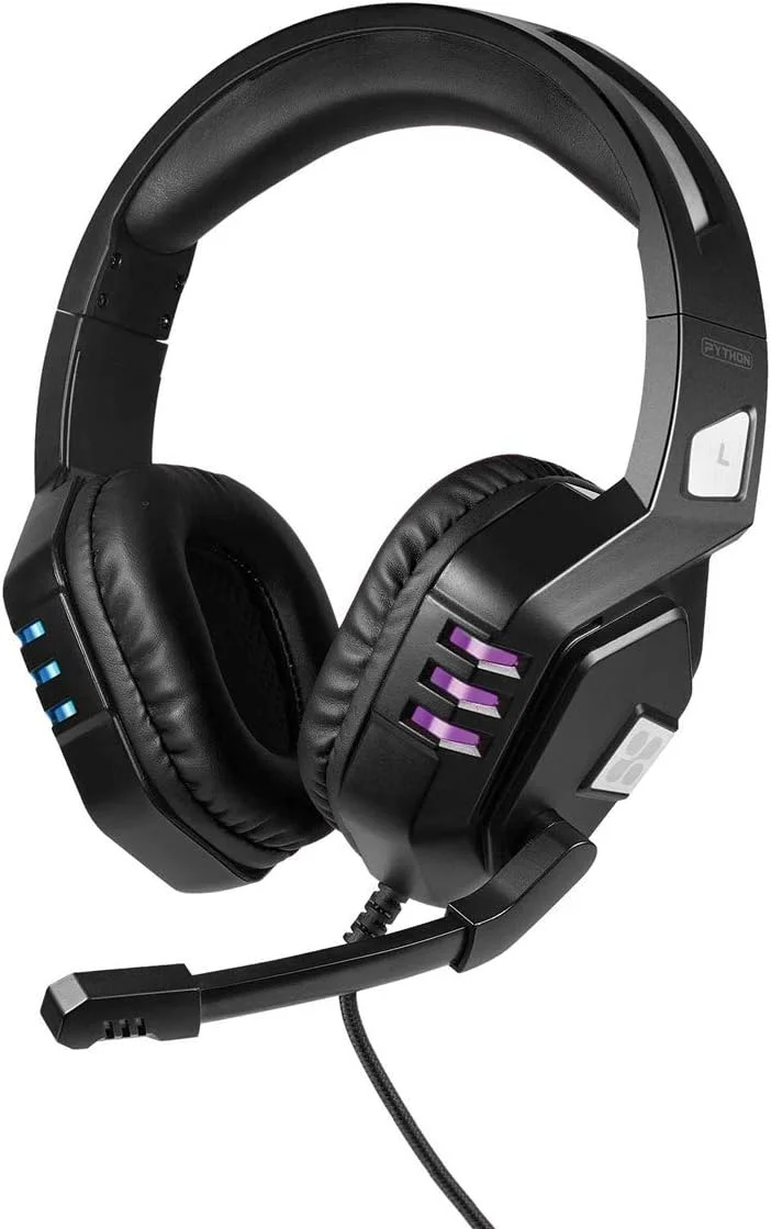 هدست گیمینگ استریو پرومیت، هدفون گیمینگ سیمی USB با عملکرد بالا و گوشی های روگوشی با نور LED، میکروفون، کنترل صدا و بازخورد لمسی برای رایانه شخصی و لپ تاپ، مشکی پایتون هدست گیمینگ استریو پرومیت، هدفون گیمینگ سیمی USB با عملکرد بالا و گوشی های روگوشی با نور LED، میکروفون، کنترل صدا و بازخورد لمسی برای رایانه شخصی و لپ تاپ، مشکی پایتون