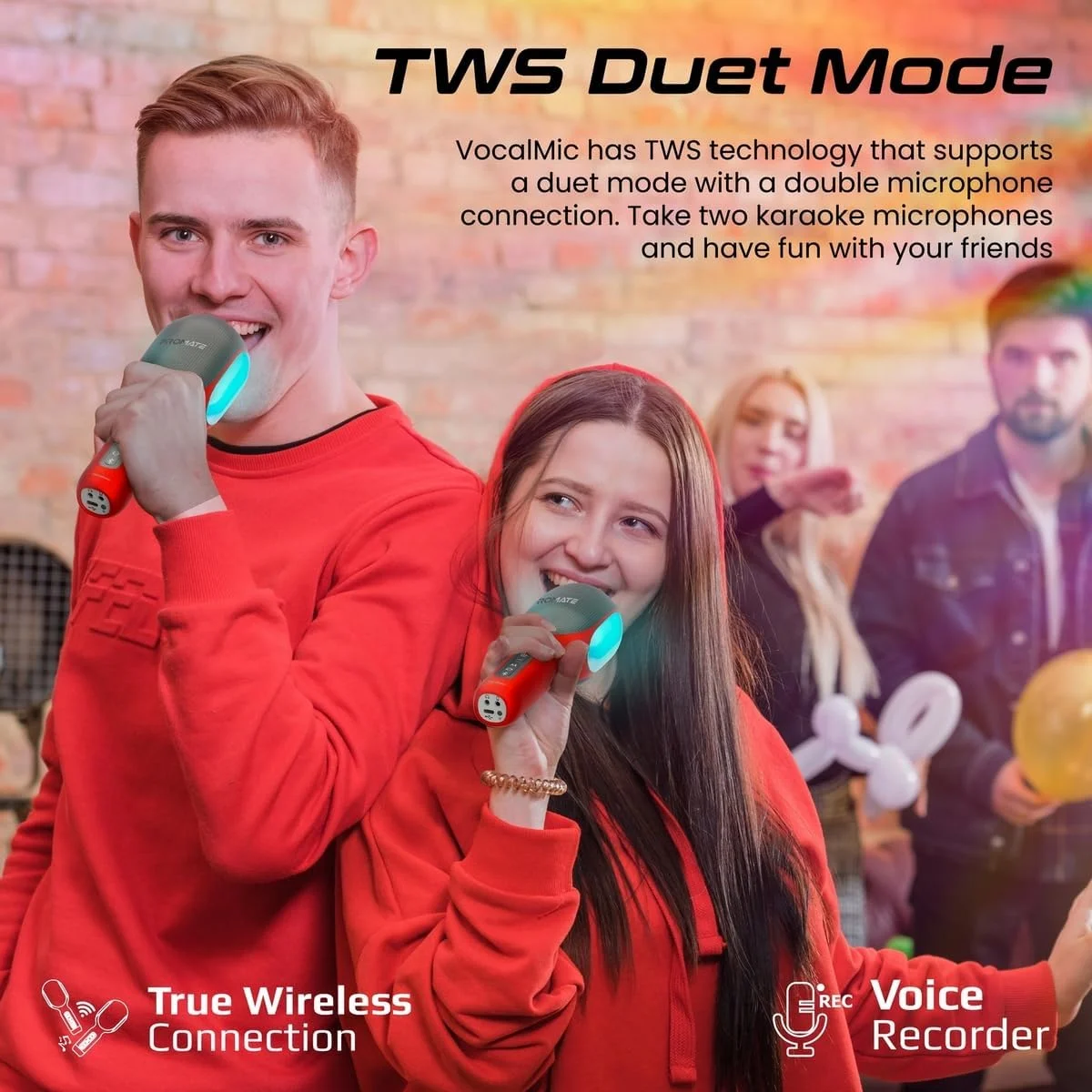 میکروفون کارائوکه بلوتوث بی سیم پرومیت، میکروفون و بلندگوی کارائوکه دستی 5 در 1، چراغ های LED، حالت دوئت TWS، 10 ساعت پخش، AUX 3.5 میلی متری، پورت هدفون، VOCALMIC.RED میکروفون کارائوکه بلوتوث بی سیم پرومیت، میکروفون و بلندگوی کارائوکه دستی 5 در 1، چراغ های LED، حالت دوئت TWS، 10 ساعت پخش، AUX 3.5 میلی متری، پورت هدفون، VOCALMIC.RED
