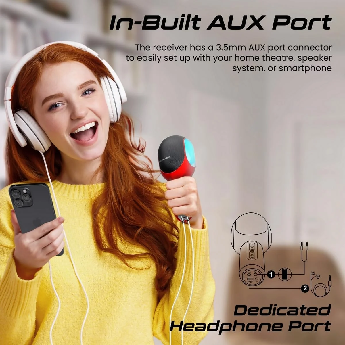 میکروفون کارائوکه بلوتوث بی سیم پرومیت، میکروفون و بلندگوی کارائوکه دستی 5 در 1، چراغ های LED، حالت دوئت TWS، 10 ساعت پخش، AUX 3.5 میلی متری، پورت هدفون، VOCALMIC.RED میکروفون کارائوکه بلوتوث بی سیم پرومیت، میکروفون و بلندگوی کارائوکه دستی 5 در 1، چراغ های LED، حالت دوئت TWS، 10 ساعت پخش، AUX 3.5 میلی متری، پورت هدفون، VOCALMIC.RED