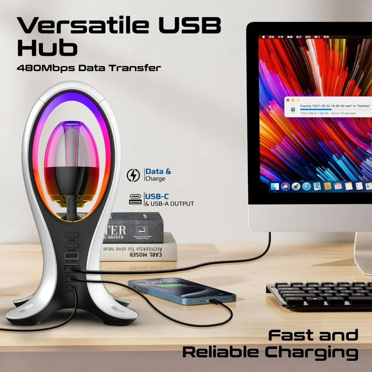 اسپیکر بلوتوث قابل حمل پرومیت، اسپیکر بی سیم واقعی با کیفیت بالا و پایه هدفون با USB-C و هاب دوگانه USB-A، نورپردازی RGB رنگارنگ، طراحی ارگونومیک مدرن، شارژ سریع، آلفا-X اسپیکر بلوتوث قابل حمل پرومیت، اسپیکر بی سیم واقعی با کیفیت بالا و پایه هدفون با USB-C و هاب دوگانه USB-A، نورپردازی RGB رنگارنگ، طراحی ارگونومیک مدرن، شارژ سریع، آلفا-X