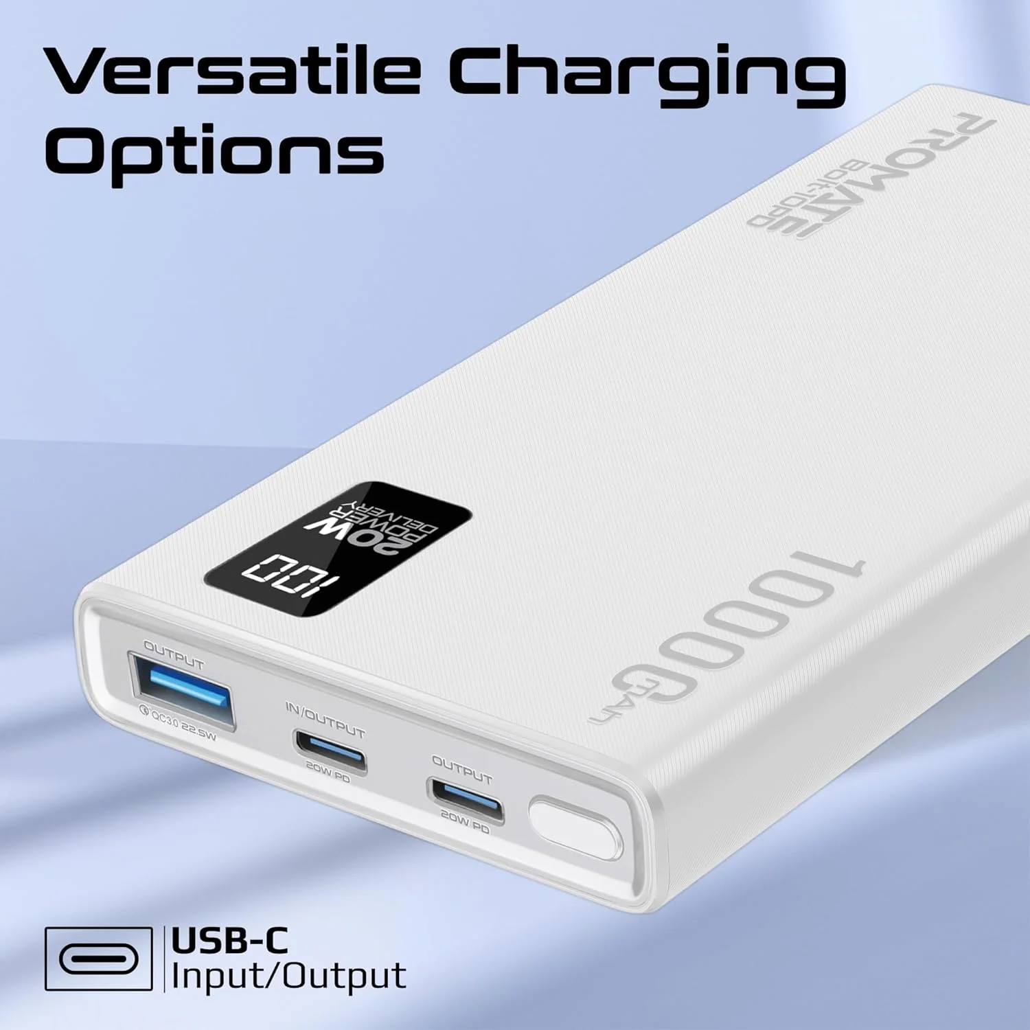 پاور بانک پرومیت Bolt-10PD، شارژر همراه فوق العاده باریک 10000 میلی آمپر ساعتی با پورت ورودی/خروجی USB-C 20 واتی، خروجی QC 3.0، پورت های USB-C و محافظت در برابر گرمای بیش از حد برای تلفن های هوشمند و تبلت ها، سفید پاور بانک پرومیت Bolt-10PD، شارژر همراه فوق العاده باریک 10000 میلی آمپر ساعتی با پورت ورودی/خروجی USB-C 20 واتی، خروجی QC 3.0، پورت های USB-C و محافظت در برابر گرمای بیش از حد برای تلفن های هوشمند و تبلت ها، سفید