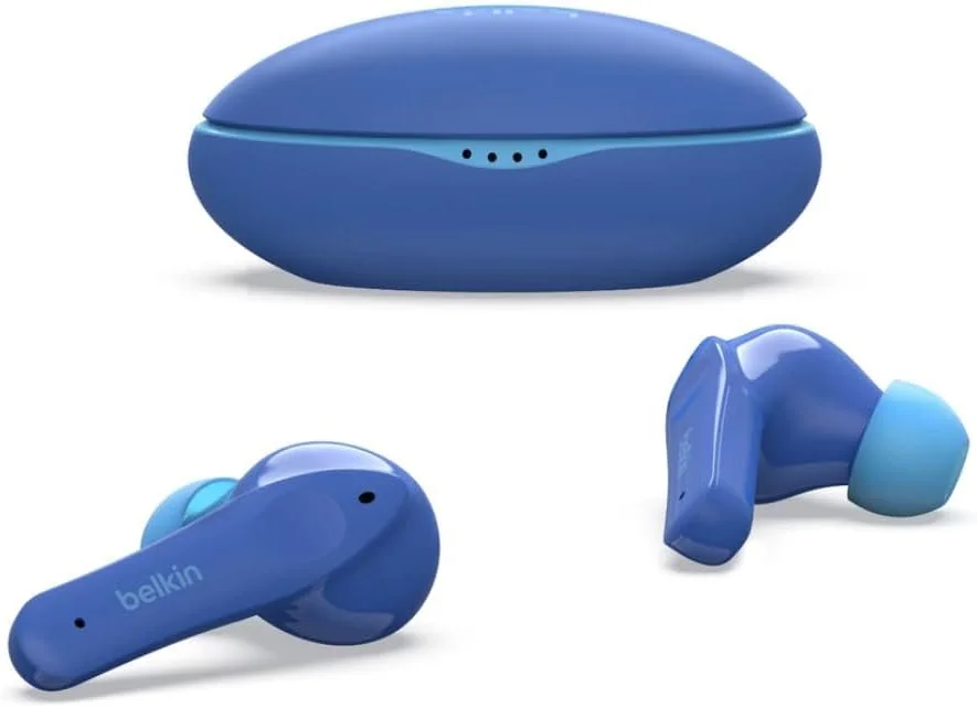 هدفون بی سیم Belkin Soundform Nano، مناسب برای کودکان، دختران و پسران، برای آموزش آنلاین، مدرسه، مسافرت، سازگار با لپ تاپ، مک بوک، آیفون، آیپد، گلکسی، تبلت و غیره - آبی، قابل تنظیم