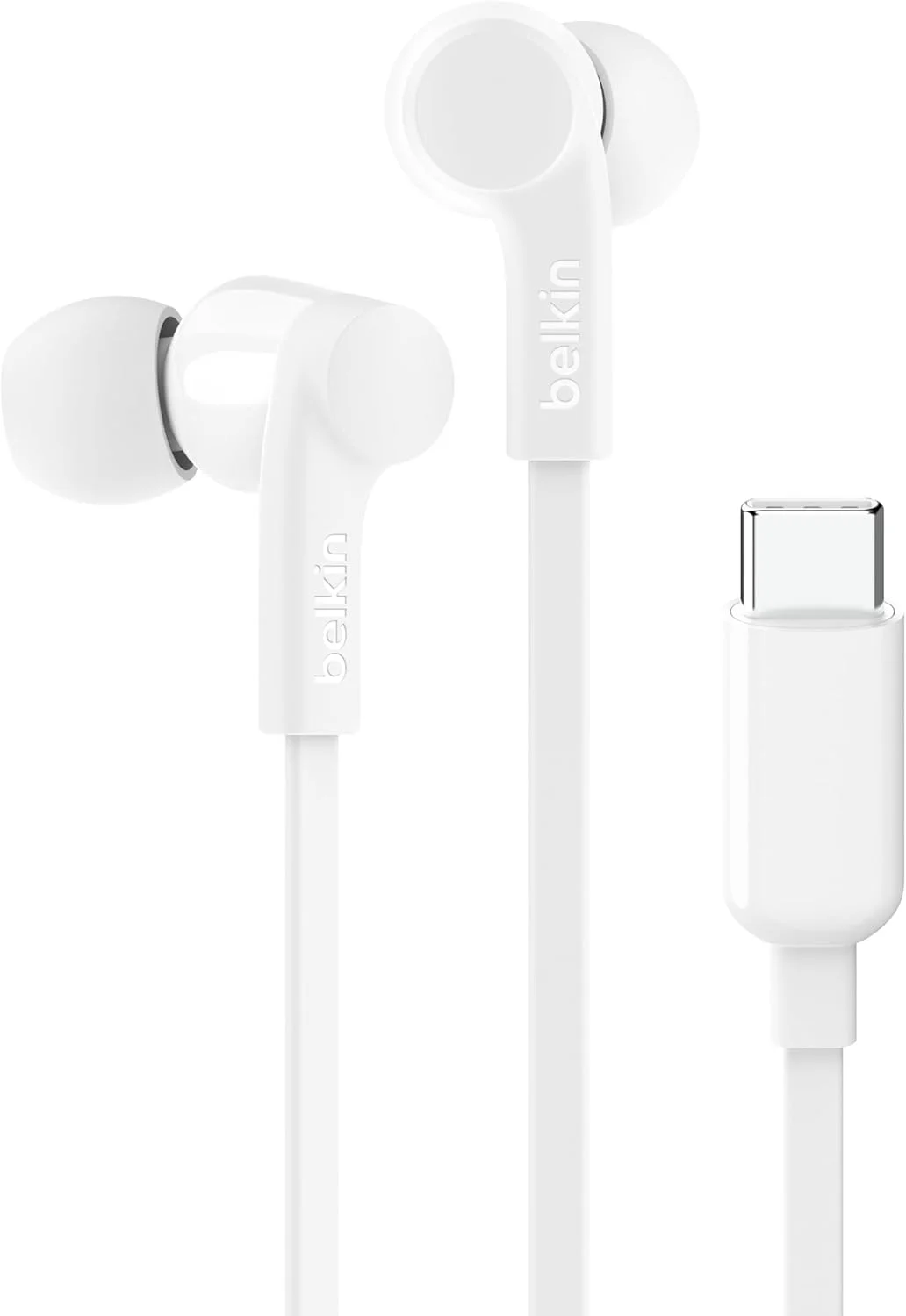 هدفون سیمی Belkin SoundForm با اتصال USB-C، گوشی های داخل گوشی با میکروفون - هدفون برای آیفون 15، آیپد مینی، گلکسی، اندروید و سایر دستگاه ها با اتصال USB-C (هدفون USB-C) - سفید