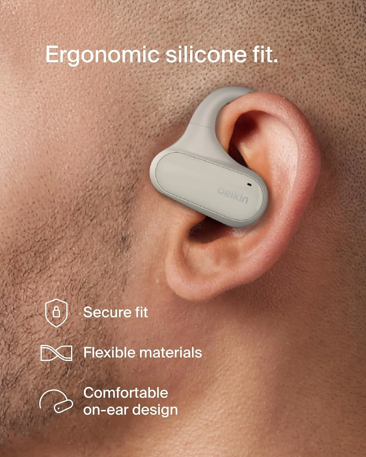 هدفون بیسیم SoundForm ClearFit بلکین با طراحی گوش باز، هدفون ورزشی سبک، هدفون بلوتوثی با راحتی طولانیمدت، هدفون ضدآب IPX5 برای آیفون، پیادهروی، دوچرخهسواری، دویدن و موارد دیگر - رنگ شنی هدفون بیسیم SoundForm ClearFit بلکین با طراحی گوش باز، هدفون ورزشی سبک، هدفون بلوتوثی با راحتی طولانیمدت، هدفون ضدآب IPX5 برای آیفون، پیادهروی، دوچرخهسواری، دویدن و موارد دیگر - رنگ شنی