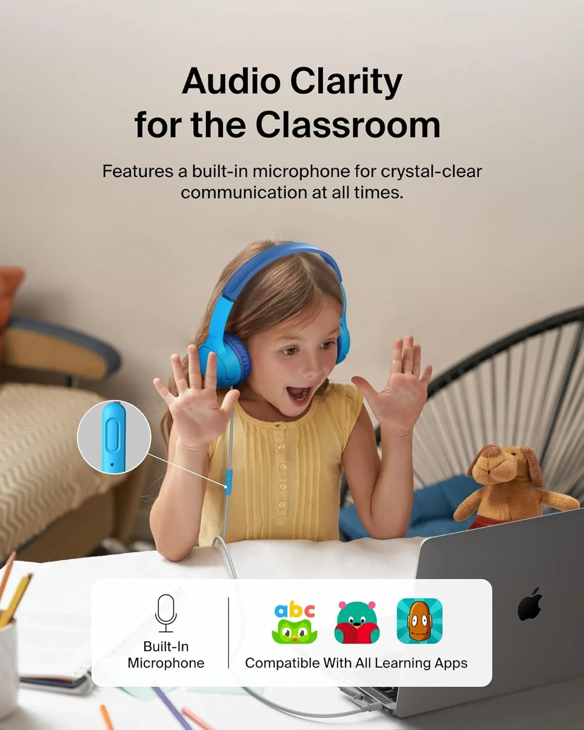 هدفون سیمی رو گوشی کودکانه بلکین SoundForm Mini به همراه دانگل USB-C به 3.5 میلیمتری، میکروفون داخلی و استیکرهای سرگرمکننده، حداکثر حجم صدا 85dB - برای آموزش آنلاین، مسافرت، سازگار با iPhone 16، iPad، Galaxy S25 و غیره - آبی هدفون سیمی رو گوشی کودکانه بلکین SoundForm Mini به همراه دانگل USB-C به 3.5 میلیمتری، میکروفون داخلی و استیکرهای سرگرمکننده، حداکثر حجم صدا 85dB - برای آموزش آنلاین، مسافرت، سازگار با iPhone 16، iPad، Galaxy S25 و غیره - آبی