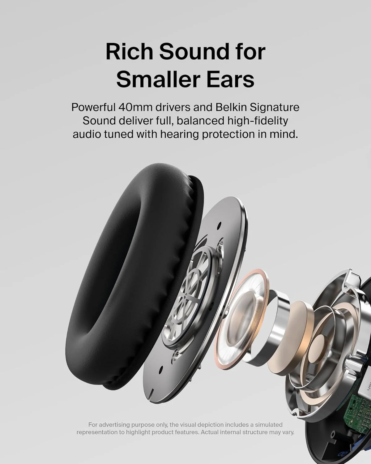 هدست روگوشی سیمی بلکین SoundForm Inspire برای کودکان، مناسب یادگیری آنلاین و مسافرت با میکروفون بوم داخلی، محدودیت صدای ایمن 85 دسی بل - USB-C و 3.5 میلی متری - سازگار با آیفون، آیپد، گلکسی و سایر دستگاه ها - مشکی