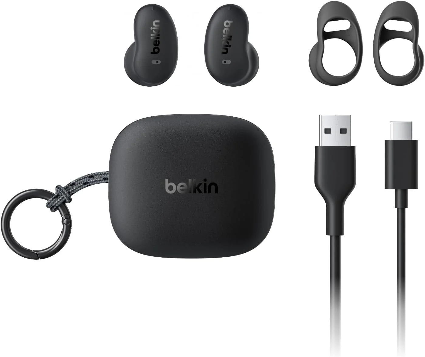 هدفون بی سیم Belkin SoundForm Anywhere، هدفون بلوتوثی با راحتی طولانی مدت، هدفون سبک وزن ضد آب IPX4 برای آیفون، آیپد، تبلت، لپ تاپ، دوچرخه سواری، دویدن و موارد دیگر - مشکی