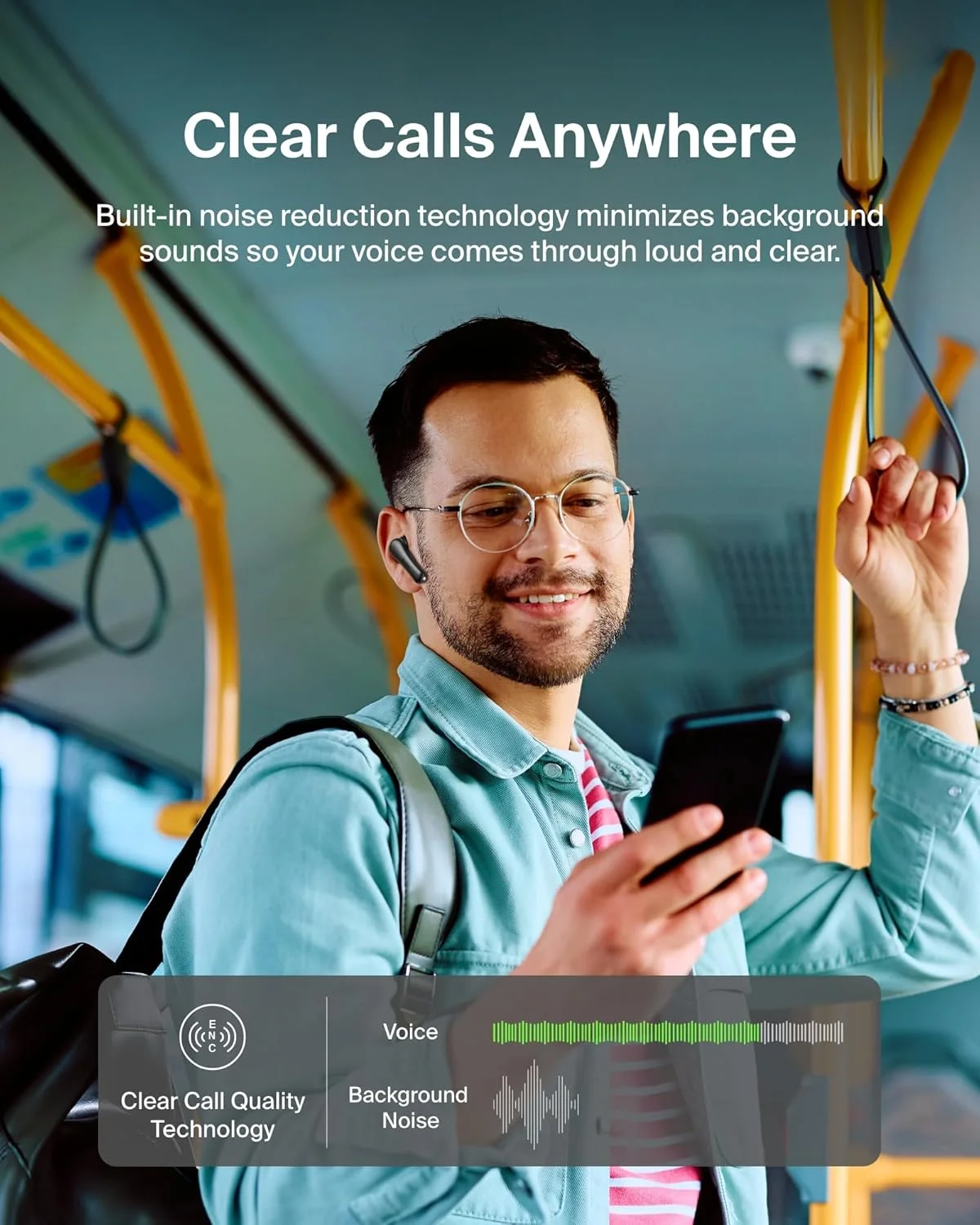 هدفون بی سیم بلوتوثی Belkin SoundForm Rhythm با میکروفون داخلی، شارژ سریع USB-C، عمر باتری 28 ساعته، مقاومت در برابر آب IPX5، مناسب برای آیفون، آیپد، گلکسی، پیکسل و غیره - مشکی