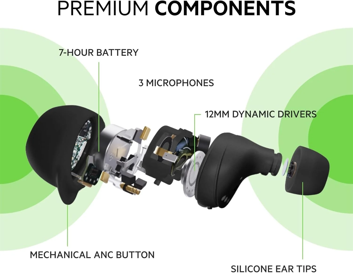هدفون بی سیم بلوتوثی Belkin Soundform Immerse با قابلیت حذف نویز هیبریدی (ANC)، شارژ بی سیم، مقاوم در برابر آب، قابلیت ردیابی با Apple Find My و Belkin Ping My Earbuds برای آیفون، گلکسی، پیکسل و سایر دستگاه ها - مشکی (S/M/L)