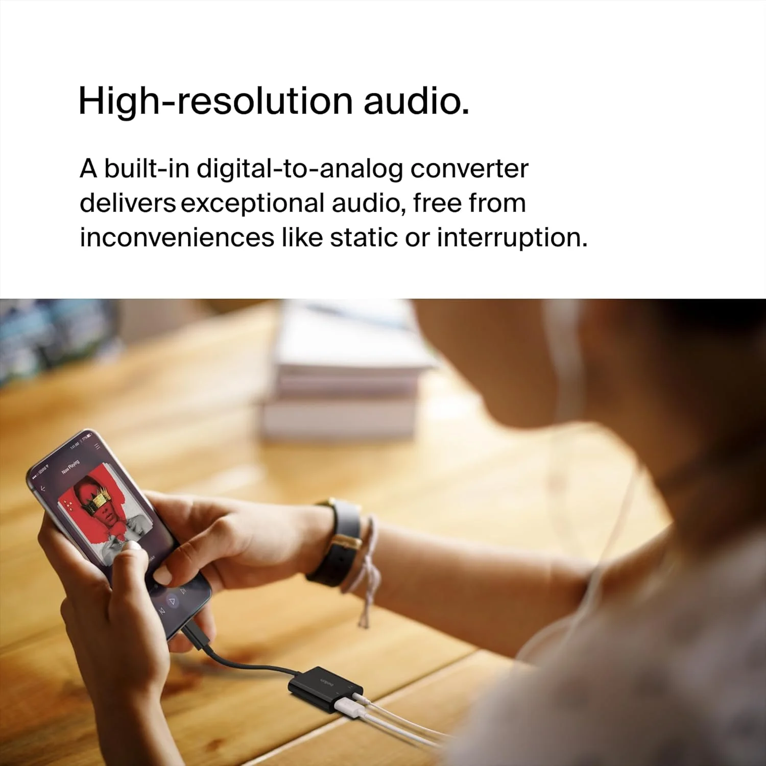 آداپتور صوتی 3.5 میلی‌متری و شارژ USB-C بلکین Rockstar، آداپتور صوتی USB-C سازگار با آیپد پرو 12.9، 11، گلکسی، پیکسل، وان پلاس و غیره