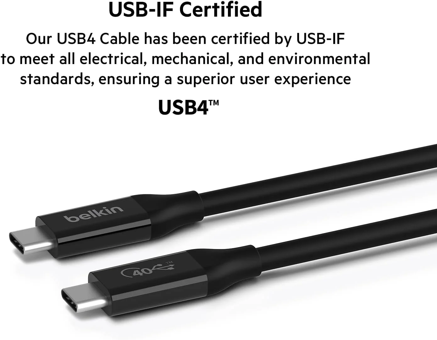 کابل USB4، USB-C به USB-C بلکین، دارای گواهی USB IF با قابلیت انتقال توان تا 100 وات، سرعت انتقال داده 40 گیگابیت بر ثانیه و سازگاری با Thunderbolt 3، USB 3.2، کابل شارژ و غیره - 0.8 متر کابل USB4، USB-C به USB-C بلکین، دارای گواهی USB IF با قابلیت انتقال توان تا 100 وات، سرعت انتقال داده 40 گیگابیت بر ثانیه و سازگاری با Thunderbolt 3، USB 3.2، کابل شارژ و غیره - 0.8 متر