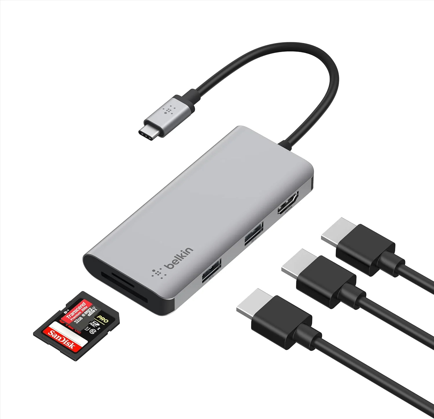 هاب USB C بلکین، داک آداپتور چند پورت 5 در 1 با HDMI 4K، 2 عدد USB A 3.1، اسلات کارت SD و microSD برای MacBook Pro، Air، iPad Pro، XPS و غیره، PVC002 هاب USB C بلکین، داک آداپتور چند پورت 5 در 1 با HDMI 4K، 2 عدد USB A 3.1، اسلات کارت SD و microSD برای MacBook Pro، Air، iPad Pro، XPS و غیره، PVC002