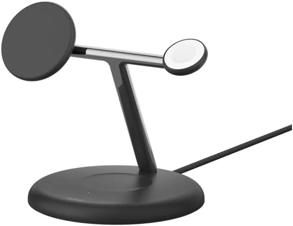 پایه شارژ بیسیم 3 در 1 بلکین BoostCharge Pro با Qi2 (15 وات) به همراه آداپتور برق - مشکی پایه شارژ بیسیم 3 در 1 بلکین BoostCharge Pro با Qi2 (15 وات) به همراه آداپتور برق - مشکی