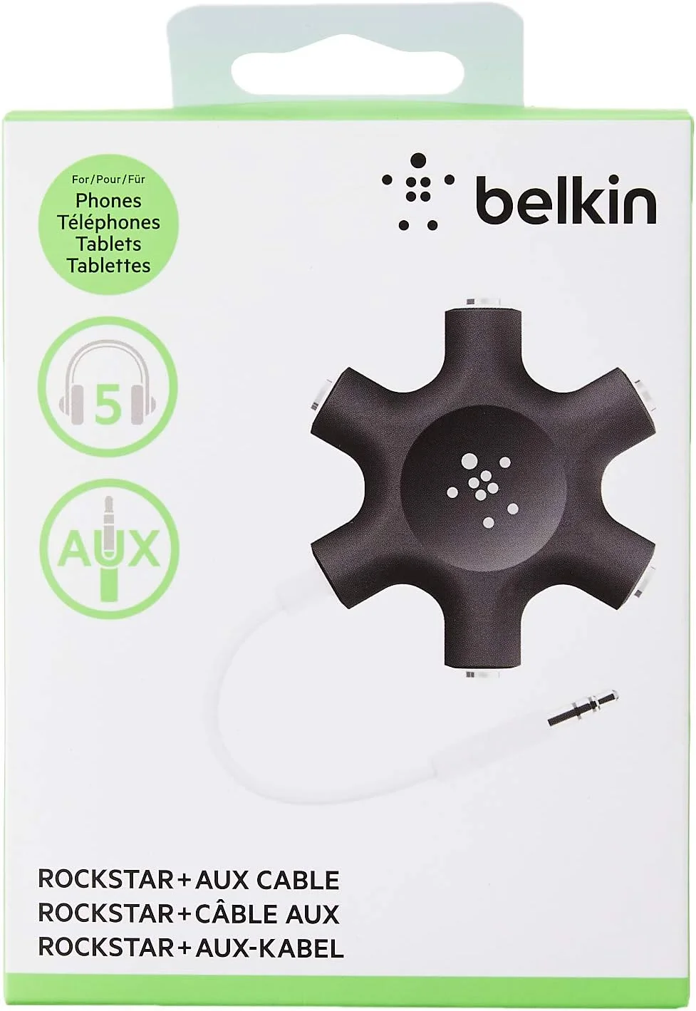 اسپلیتر صدا Belkin Rockstar (تقسیم کننده 5 طرفه، جک 3.5 میلی متری) مشکی، سیمی