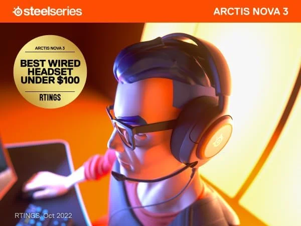 هدست گیمینگ چند پلتفرمی SteelSeries Arctis Nova 3 با صدای خاص، میکروفون ClearCast Gen 2، مناسب برای PC، PS5/PS4، Xbox Series XS، Switch، موبایل، مشکی، سایز One Size
