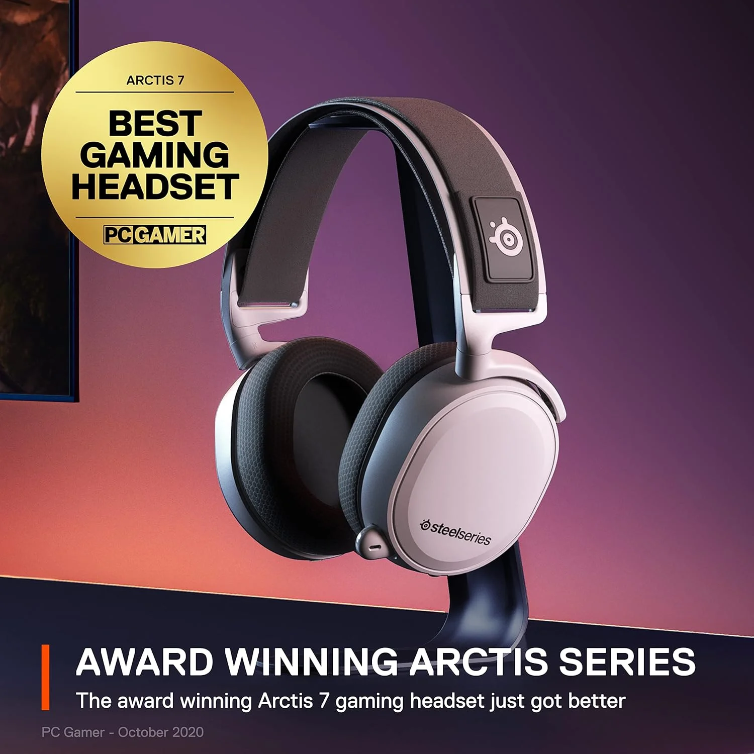 هدست گیمینگ بی سیم SteelSeries Arctis 7+ - 2.4 گیگاهرتز بدون افت کیفیت - صدای فراگیر مجازی Sonar 7.1 - عمر باتری 30 ساعته - شارژ سریع USB-C - برای PC، PS5، PS4، Mac، Android و Switch - سفید