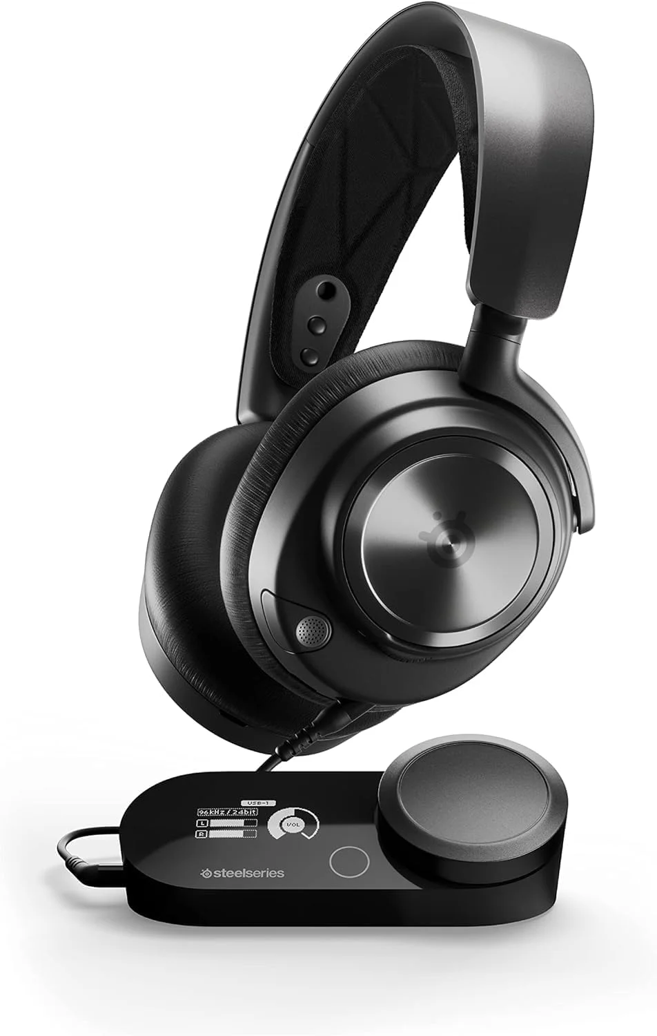 هدست گیمینگ چند منظوره SteelSeries Arctis Nova Pro - درایورهای Hi-Fi ممتاز، صدای Hi-Res - صدای فضایی 360 درجه - GameDAC Gen 2 - PC، PS5، PS4، Switch (بازسازی شده)