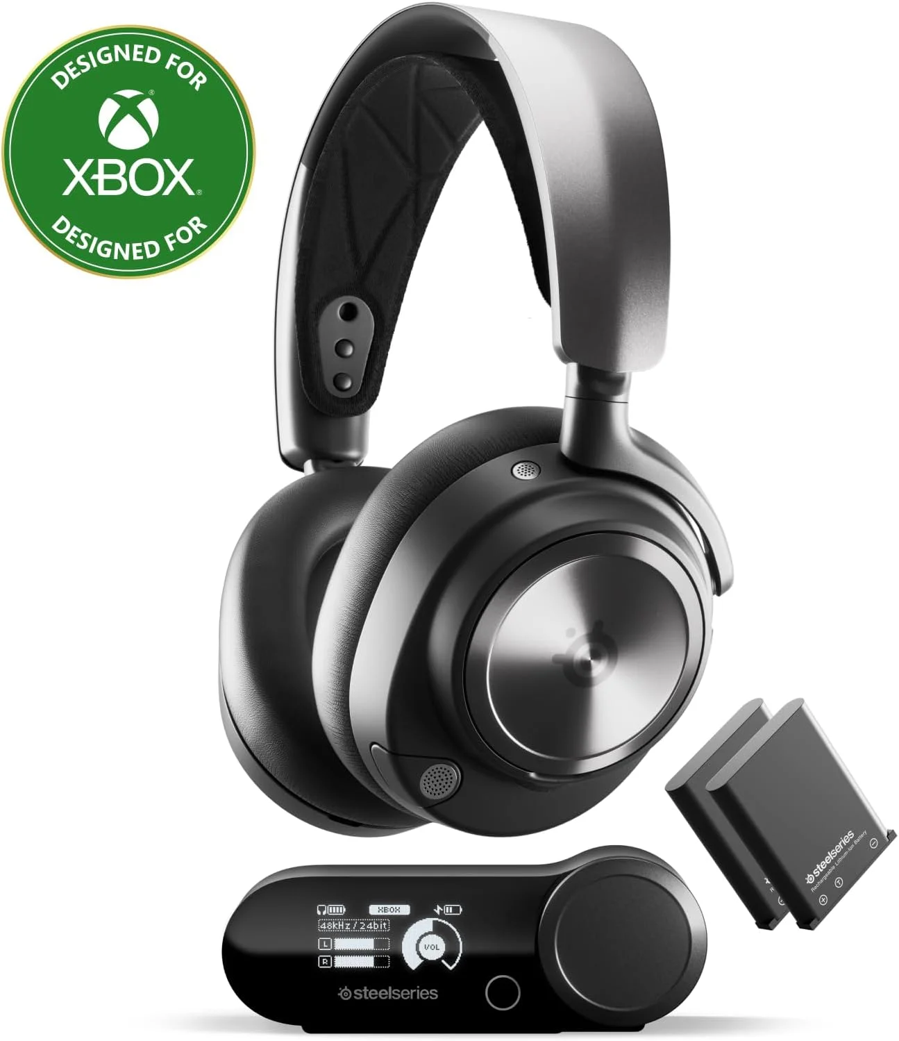 هدست گیمینگ بی سیم SteelSeries Arctis Nova Pro برای Xbox - درایورهای Hi-Fi ممتاز - حذف نویز فعال - سیستم قدرت بی نهایت - میکروفون ClearCast - Xbox، PC، PS5، PS4، Switch، Mobile