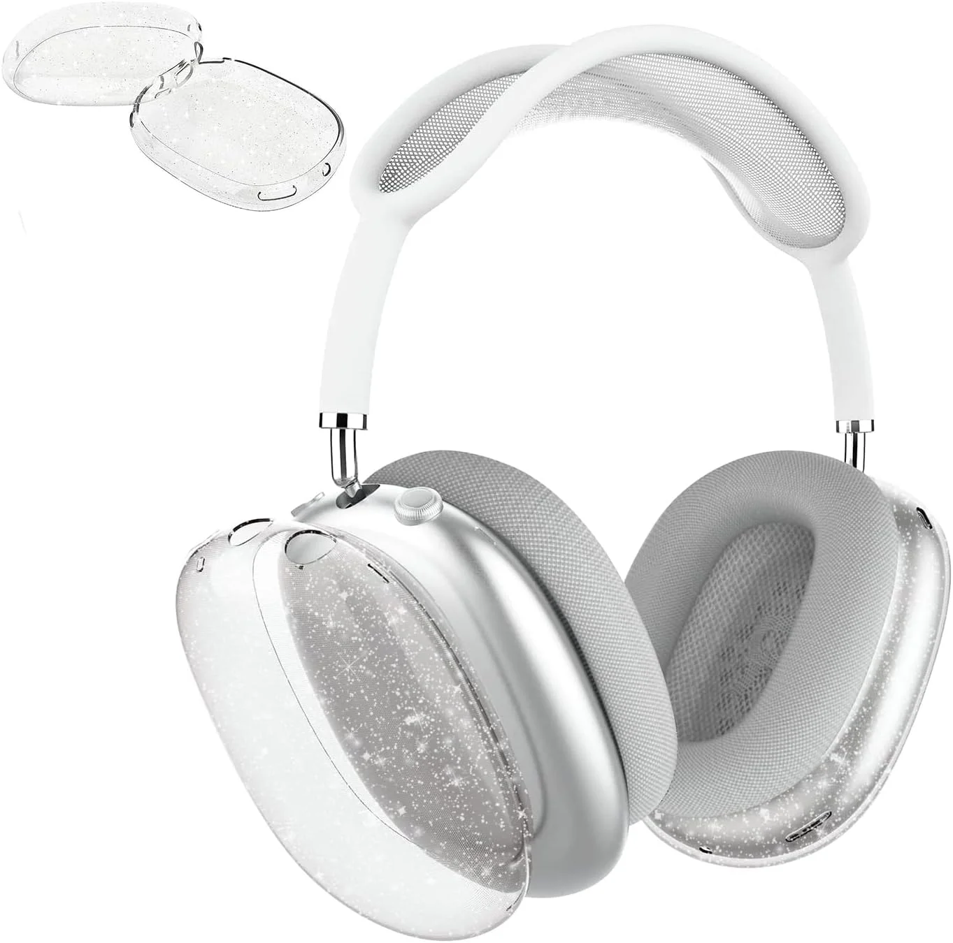 کاور شفاف و اکلیلی Aircawin برای ایرپادز مکس، کاور محافظ TPU نرم و شفاف برای ایرپادز مکس، ضد ضربه و ضد خش، لوازم جانبی شفاف و بدون زردی برای هدفون ایرپاد مکس - اکلیلی