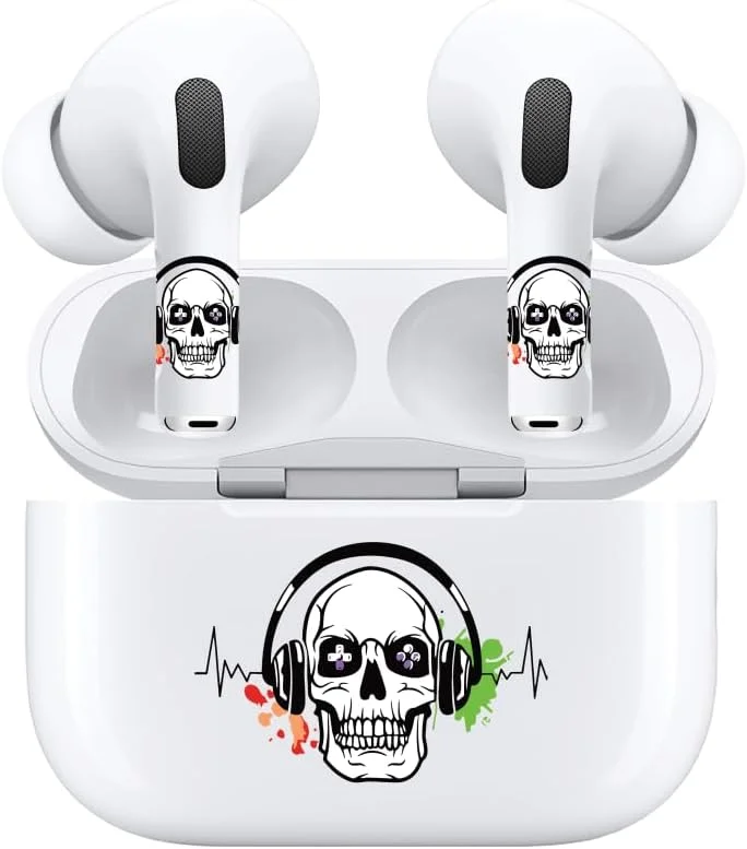 برچسب های اسکلتی AirSkins برای AirPods Pro و AirPods Pro 2 - لوازم جانبی تزئینی هدفون اسکلتی، لوازم جانبی سرگرم کننده هدفون، طرح جمجمه باحال، برچسب های جمجمه برای هدفون